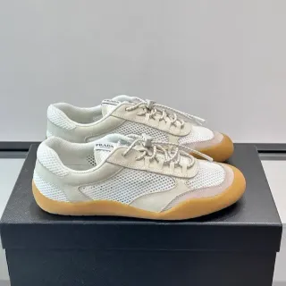 Prada Mesh and Leather Low-Profile Sneakers
