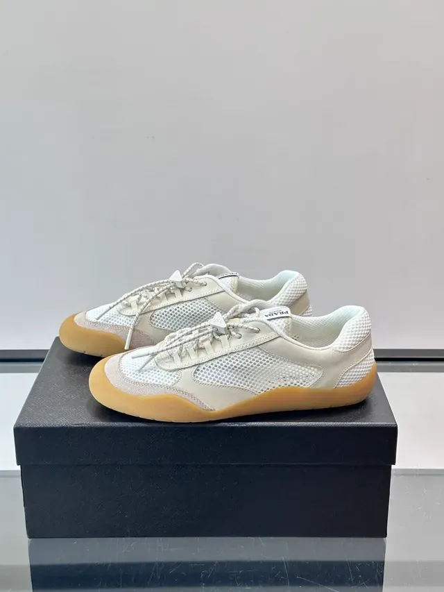 Prada Mesh and Leather Low-Profile Sneakers 5