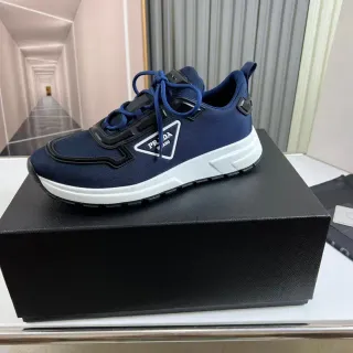 Prada Navy White Mesh Upper Chunky Midsole Sneakers