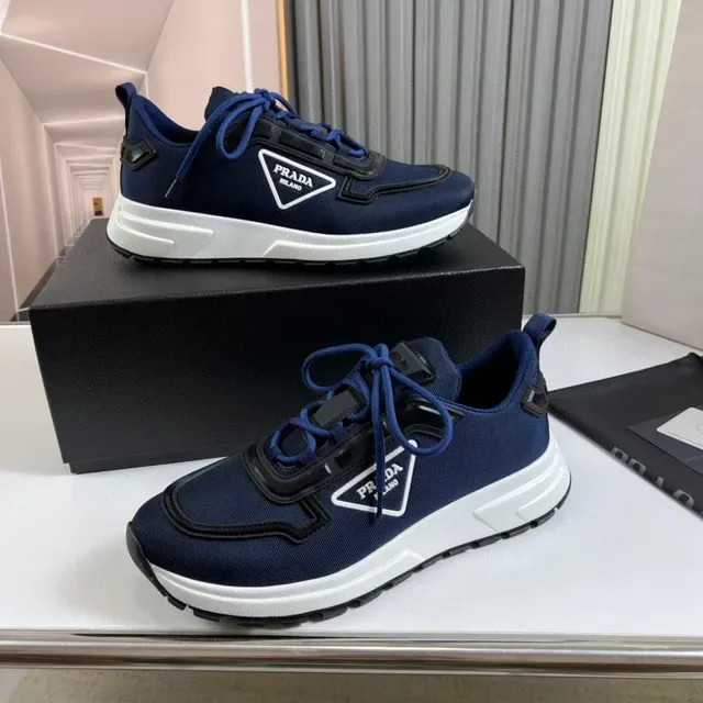 Prada Navy White Mesh Upper Chunky Midsole Sneakers 7