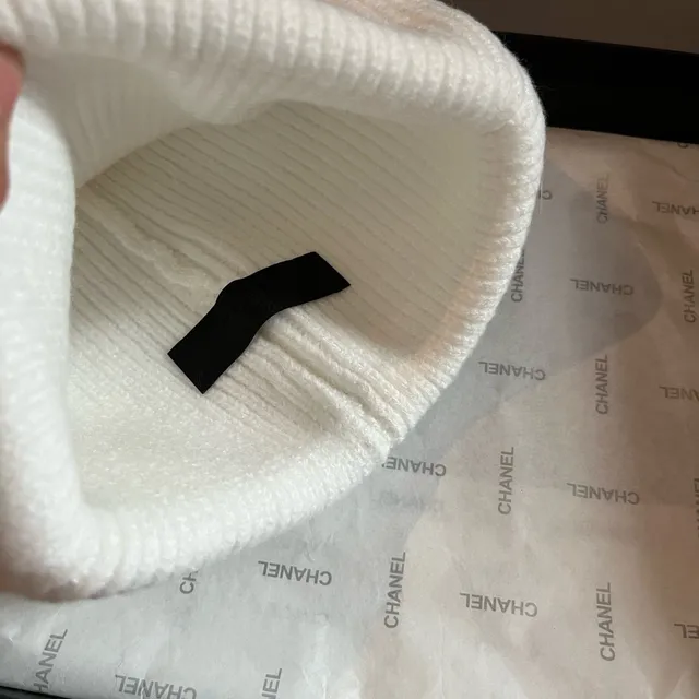 Prada Triangular Logo Off-White Ribbed Knit Beanie 5
