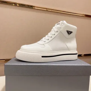 Prada White Black High-Top Platform Sole Lifestyle Sneakers