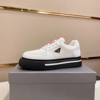 Prada blanc noir haut épais plateforme semelle lifestyle sneakers