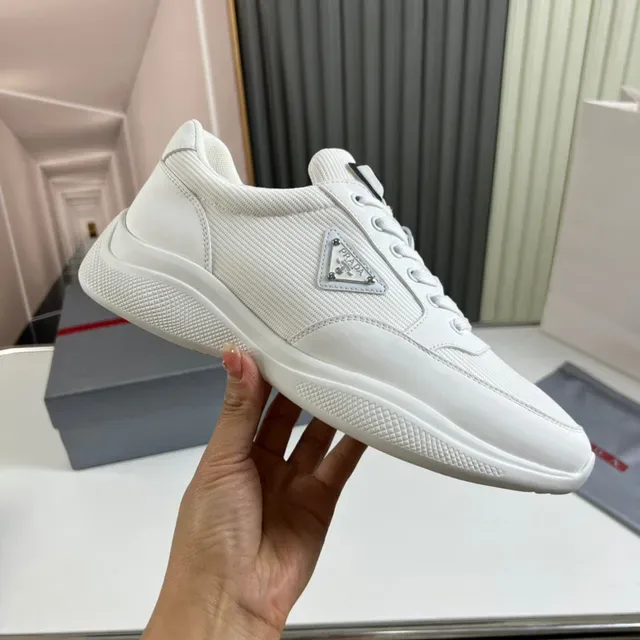 Prada White Low-Top Textile-Mesh Upper Lifestyle Sneakers 4