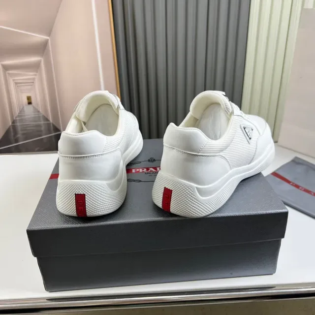 Prada White Low-Top Textile-Mesh Upper Lifestyle Sneakers 6
