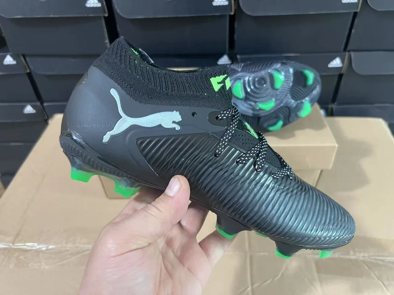 Puma Future Z Black and Green Firm-Ground Soccer Shoes 5