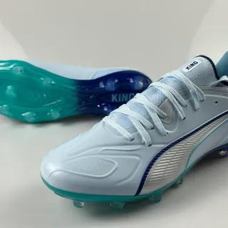 Puma King Blue Navy 低帮针织鞋面纹理前掌覆盖钉地足球鞋