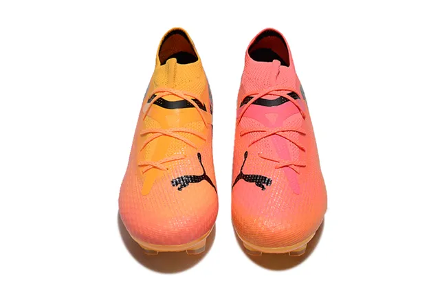 Puma नारंगी गुलाबी बुनावटी मोजे फिट अपर पारदर्शी TPU कैज फर्म ग्राउंड फुटबॉल जूते 2