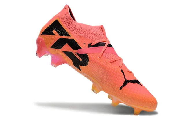 Puma नारंगी गुलाबी बुनावटी मोजे फिट अपर पारदर्शी TPU कैज फर्म ग्राउंड फुटबॉल जूते 3