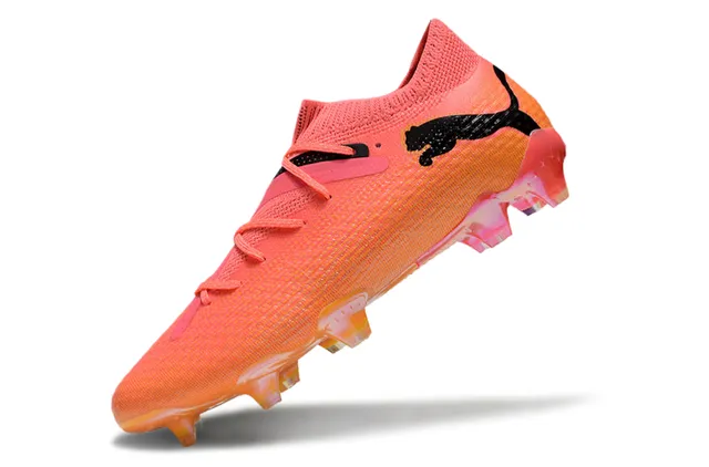 Puma नारंगी गुलाबी बुनावटी मोजे फिट अपर पारदर्शी TPU कैज फर्म ग्राउंड फुटबॉल जूते 4