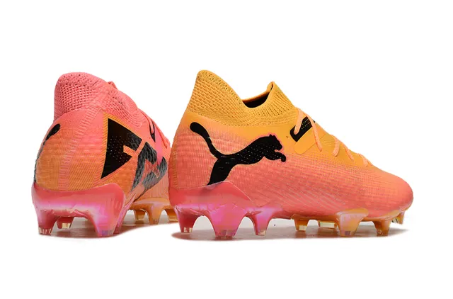 Puma नारंगी गुलाबी बुनावटी मोजे फिट अपर पारदर्शी TPU कैज फर्म ग्राउंड फुटबॉल जूते 6