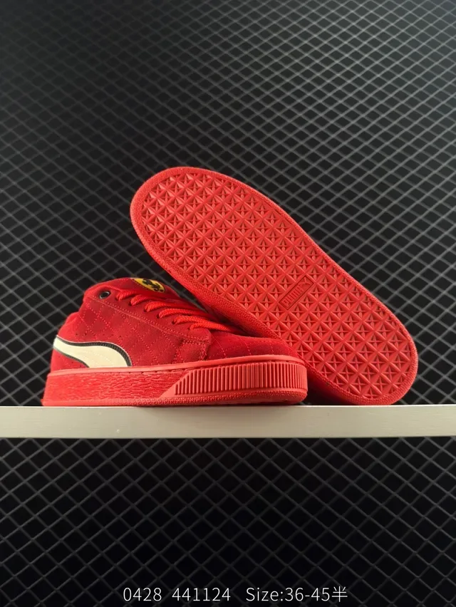Puma Suede 50 Break Red White Upper Formstrip Side Logo Lifestyle Sneakers 2