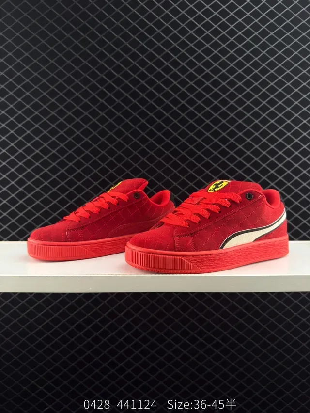 Puma Suede 50 Break Red White Upper Formstrip Side Logo Lifestyle Sneakers 3