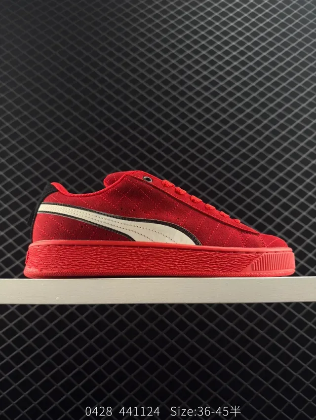 Puma Suede 50 Break Red White Upper Formstrip Side Logo Lifestyle Sneakers 7