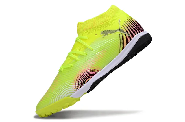 Puma Yellow Black Knit High-Top Collar Textured Wave-Patterned Synthetic Overlay Turf Soccer Shoes 3