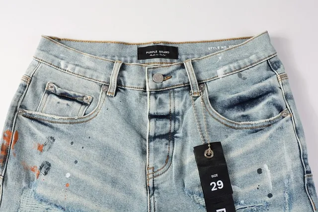 Purple Brand Shorts de denim com salpicaduras de tinta desgastadas de cintura média 12