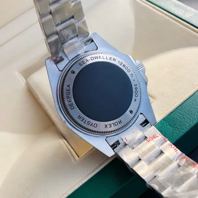 Rolex Deepsea Sea-Dweller وجهة خضراء-سوداء تدرجية سوار مطاطي أزرق ساعة ميكانيكية 10