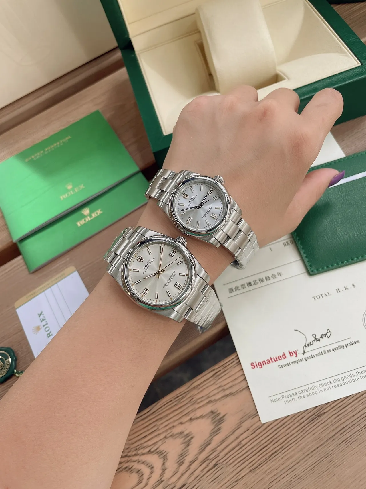 Rolex Oyster Perpetual وجهة فضية ستيل مقاوم للصدأ ساعة ميكانيكية 5