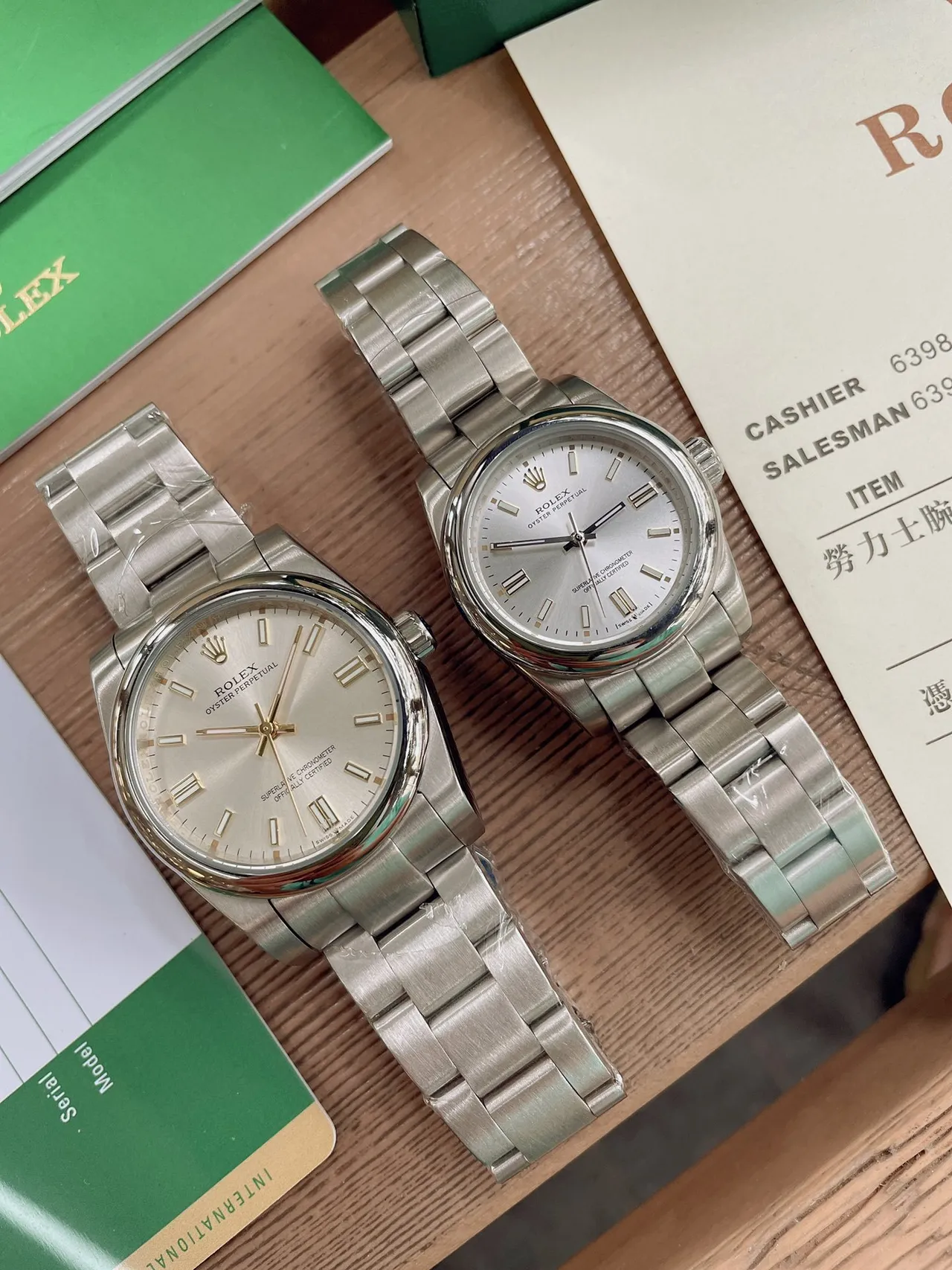 Rolex Oyster Perpetual وجهة فضية ستيل مقاوم للصدأ ساعة ميكانيكية 6