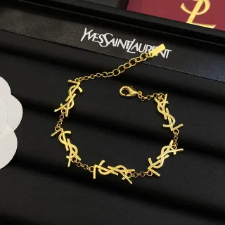 Saint Laurent सोने का मोनोग्राम चार्म धातु का कंगन