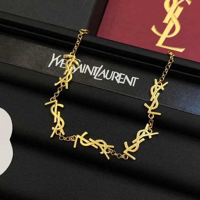 Saint Laurent Gold Monogram Charm Metal Bracelet 3