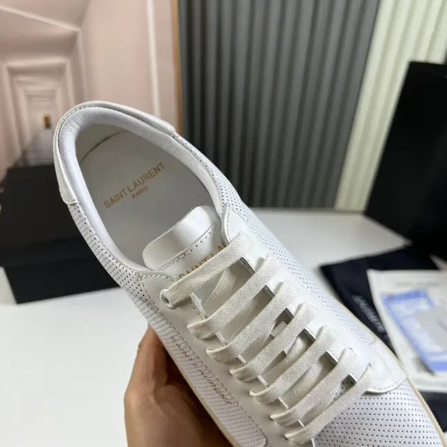 Saint Laurent Loulou Perforated Leather White Beige Lifestyle Sneaker 3