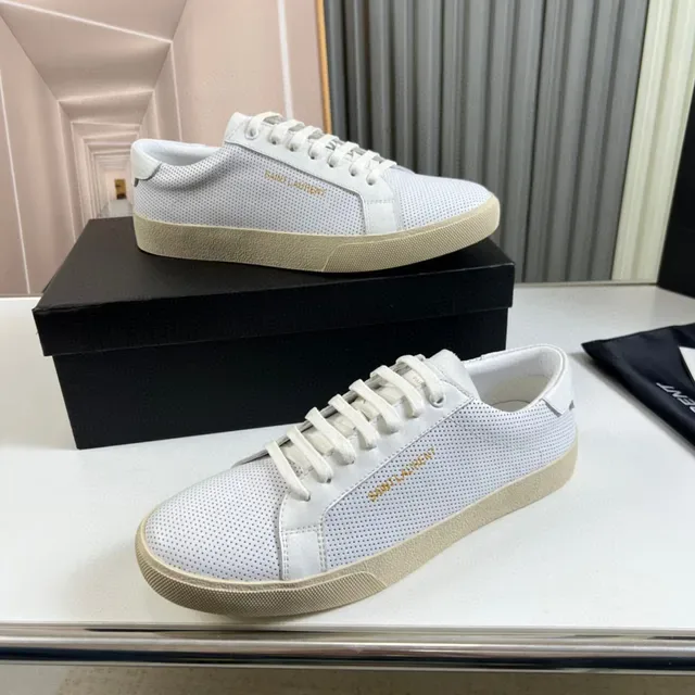 Saint Laurent Loulou Perforated Leather White Beige Lifestyle Sneaker 6