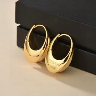 Saint Laurent Loulou चमकदार सोना टियरड्रॉप हूप ईयरिंग्स