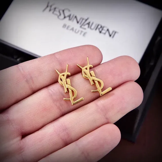 Boucles d'oreilles Saint Laurent YSL Logo Or Poli 3