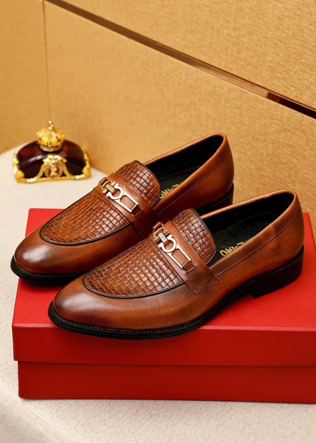 Salvatore Ferragamo Gancini cuero trenzado marrón mocasines 3