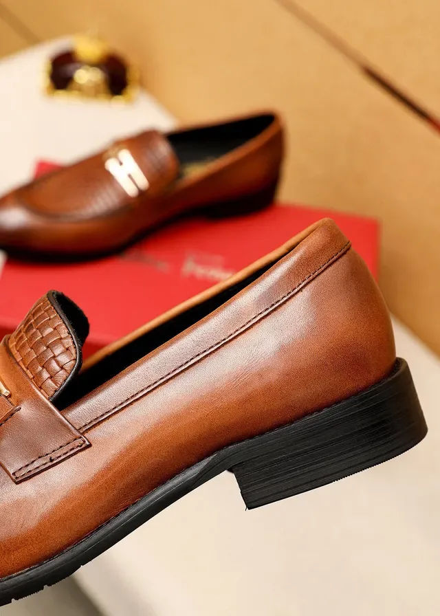 Salvatore Ferragamo Gancini cuero trenzado marrón mocasines 7
