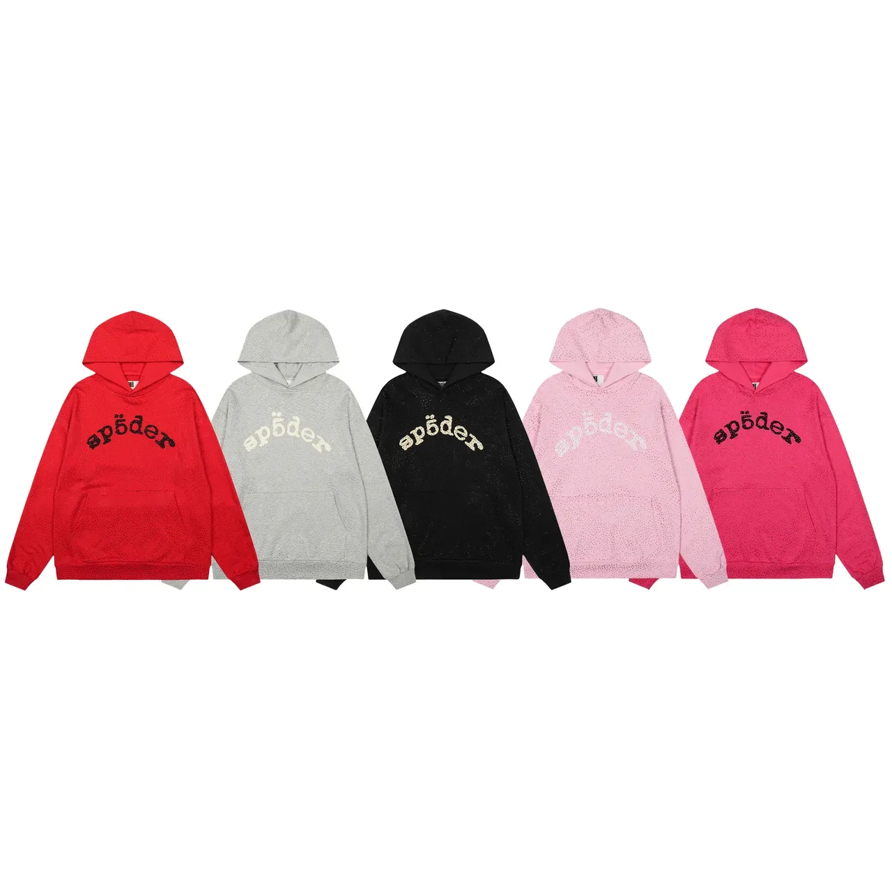 Sp5der Tracksuit Vermelho com Textura de Tecido Perfuração e Logo Bordado em Arco 2