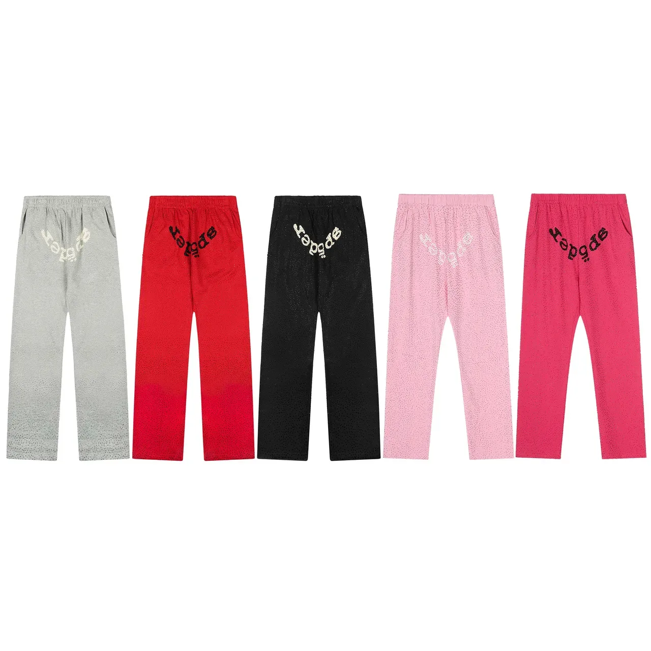 Sp5der Tracksuit Vermelho com Textura de Tecido Perfuração e Logo Bordado em Arco 3