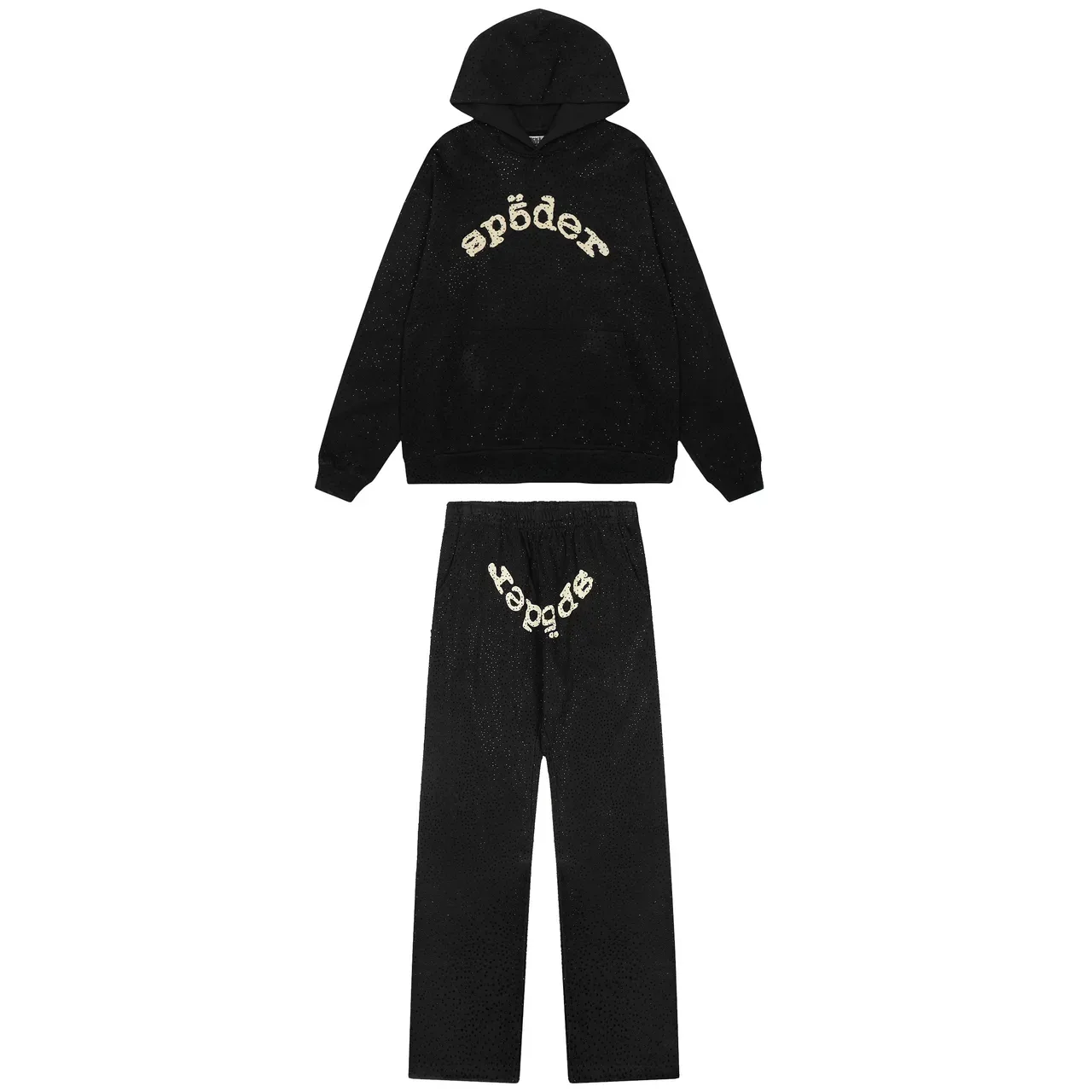 Sp5der Tracksuit Vermelho com Textura de Tecido Perfuração e Logo Bordado em Arco 6