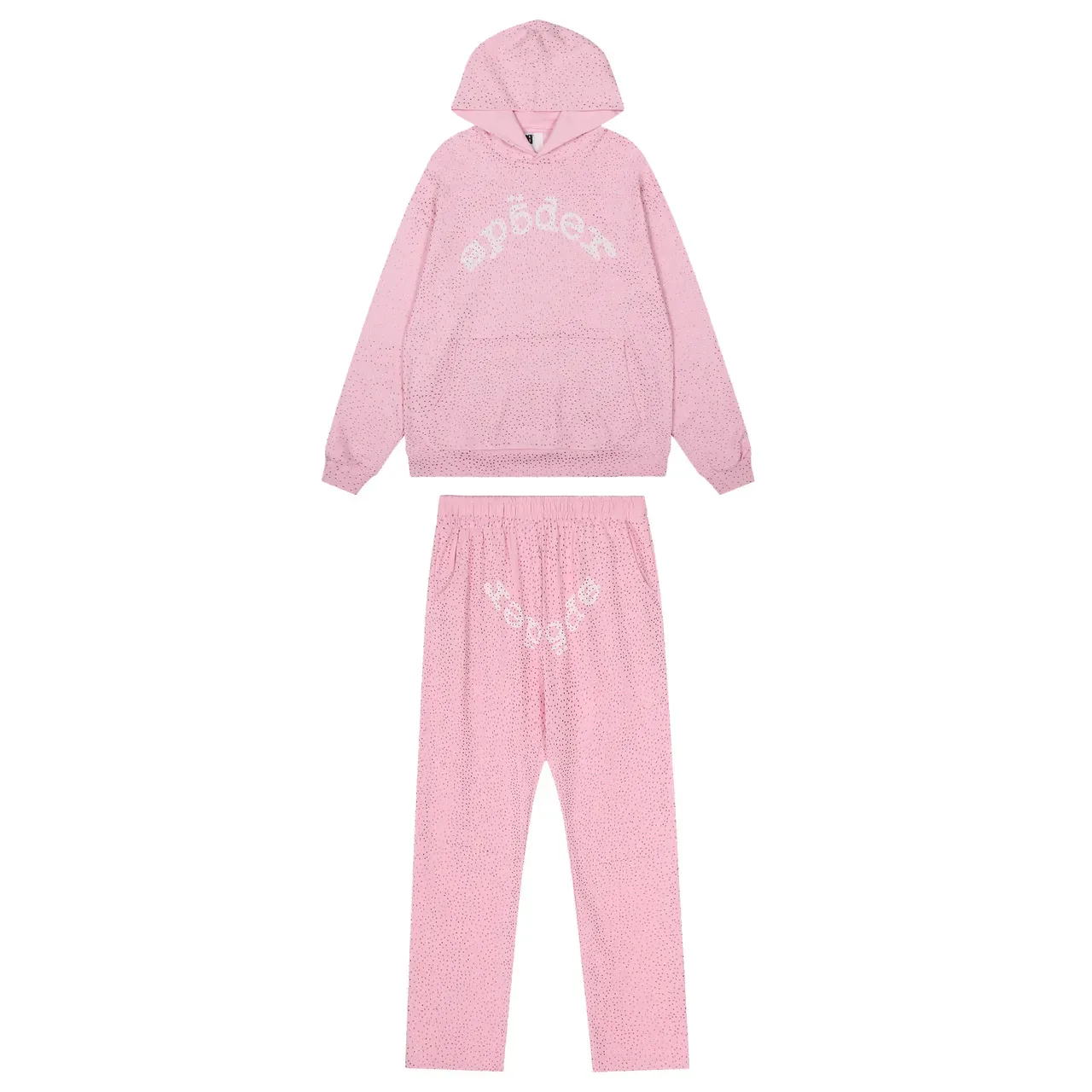 Sp5der Tracksuit Vermelho com Textura de Tecido Perfuração e Logo Bordado em Arco 7