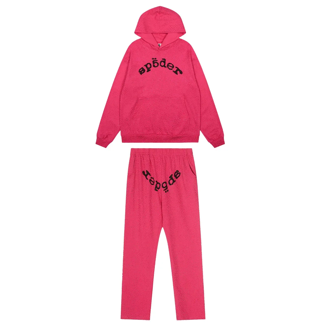 Sp5der Tracksuit Vermelho com Textura de Tecido Perfuração e Logo Bordado em Arco 8