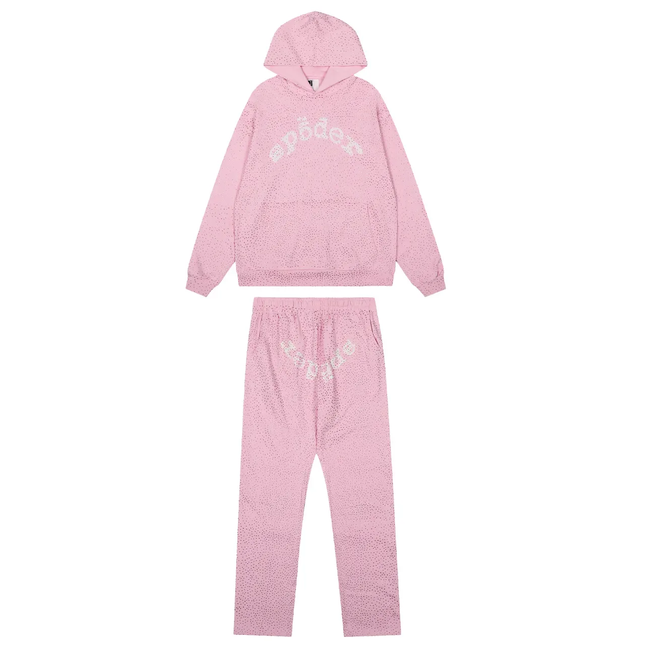 Sp5der Tracksuit Vermelho com Textura de Tecido Perfuração e Logo Bordado em Arco 21