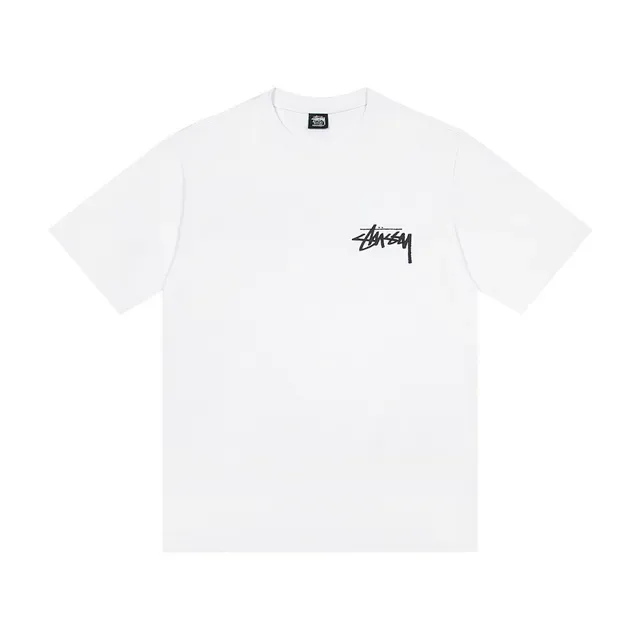 Stussy Stock Logo सफेद और काली ग्राफिक टी-शर्ट 5