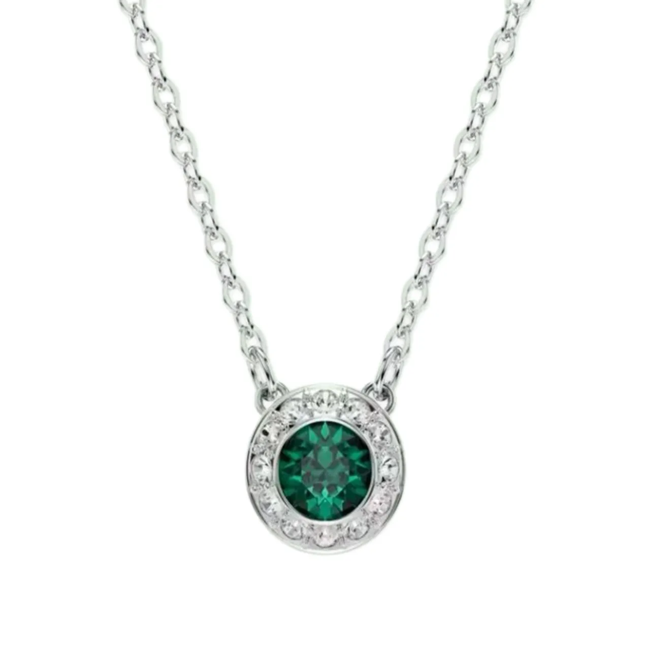 Swarovski Plata Transparente Corte Cushion Piedra Central Halo Pavé Collar 2
