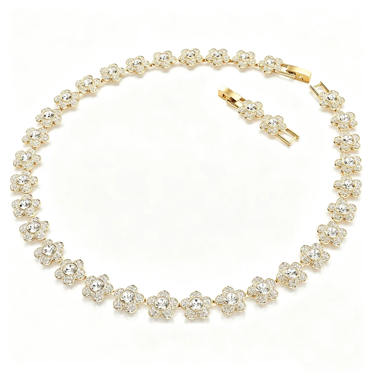 Swarovski Plata Transparente Corte Cushion Piedra Central Halo Pavé Collar 14