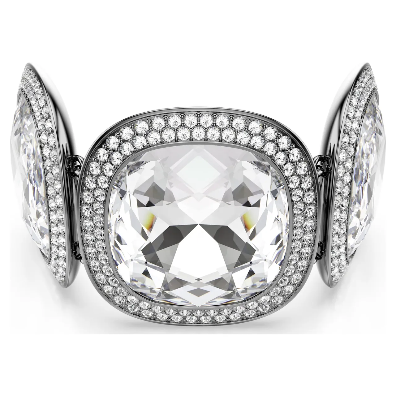 Swarovski Plata Transparente Corte Cushion Piedra Central Halo Pavé Collar 18