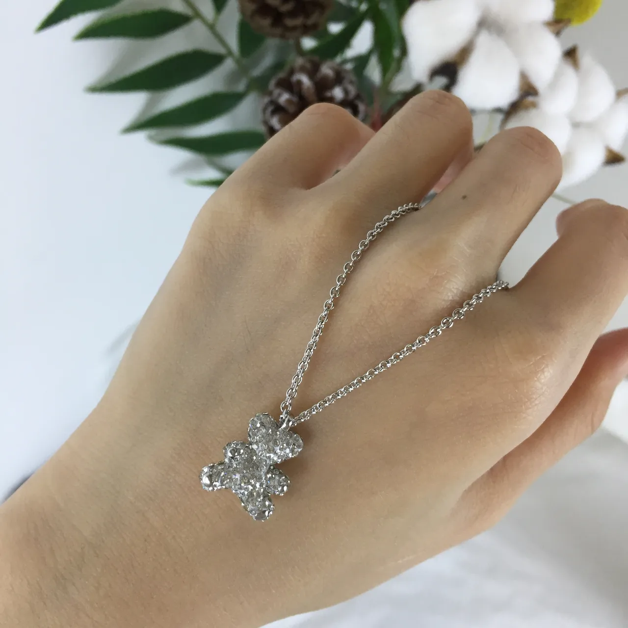 Swarovski Teddy Bear Crystal Pendant Necklace 3