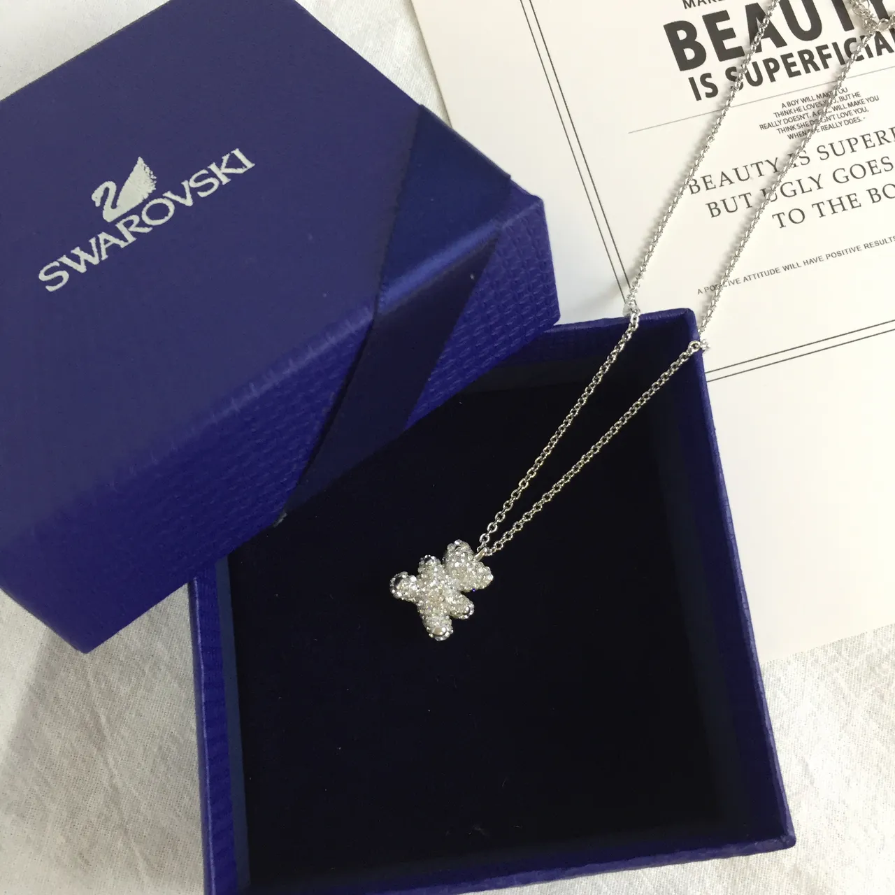 Swarovski Teddy Bear Crystal Pendant Necklace 4