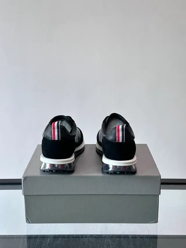 Thom Browne Black Perforated Suede Lifestyle Sneakers 3