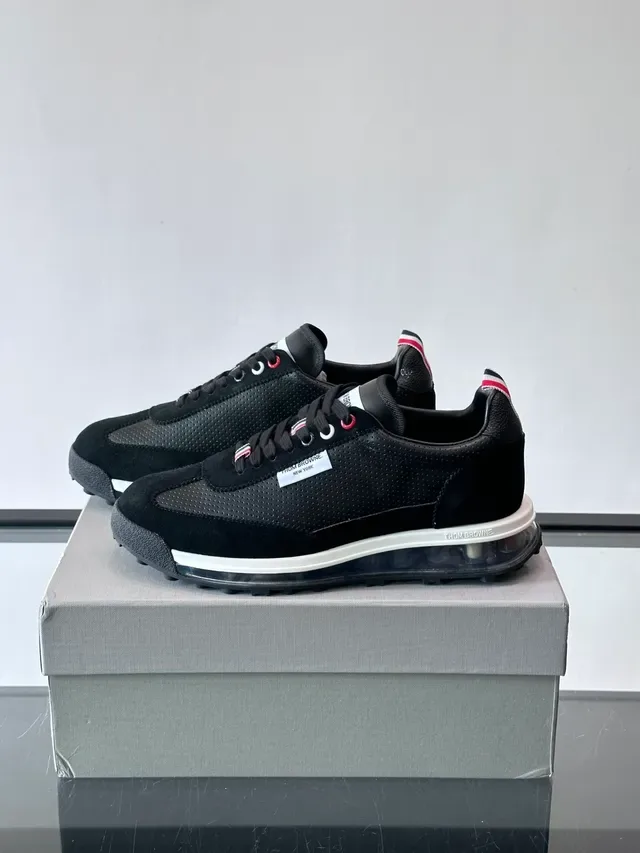 Thom Browne Black Perforated Suede Lifestyle Sneakers 5