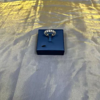 Tiffany & Co. चाँदी सफेद Pavé-Set चौड़ी अंगूठी
