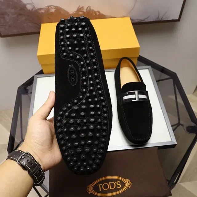 Tod's Gommino Loafer Negro Blanco Ante H-Bar Hebilla de Metal 3