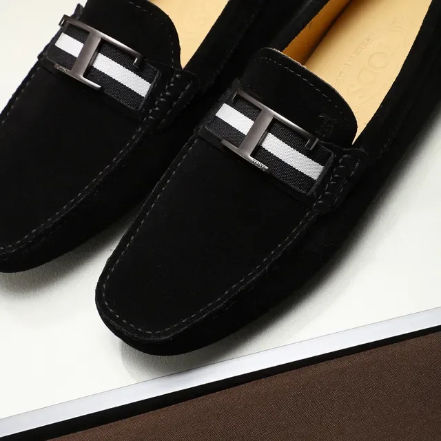 Tod's Gommino Loafer Negro Blanco Ante H-Bar Hebilla de Metal 5