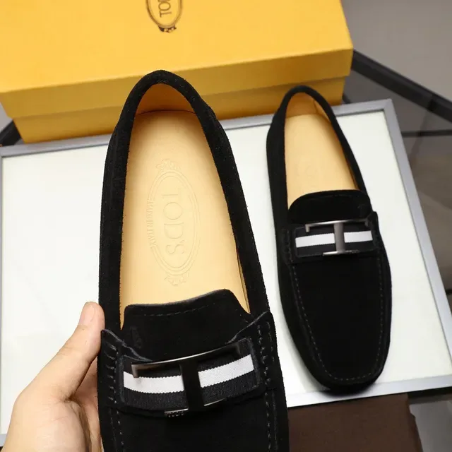Tod's Gommino Loafer Negro Blanco Ante H-Bar Hebilla de Metal 6