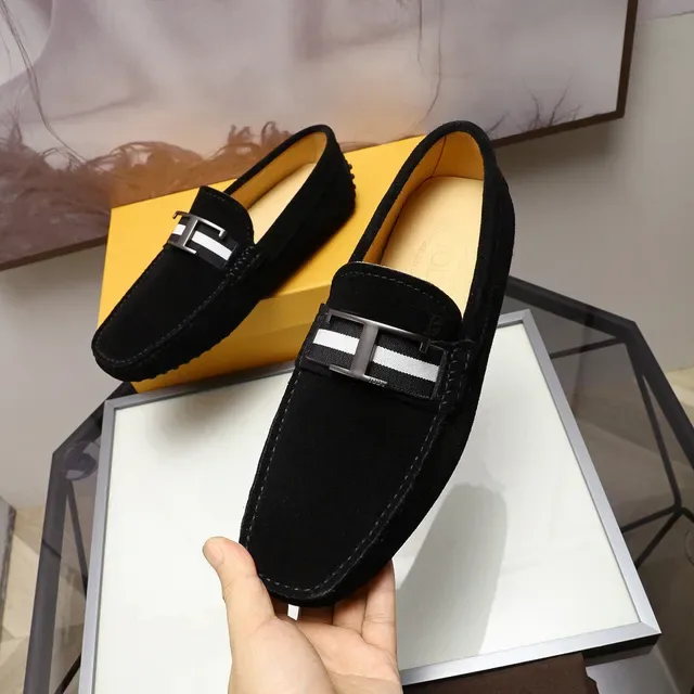 Tod's Gommino Loafer Negro Blanco Ante H-Bar Hebilla de Metal 7